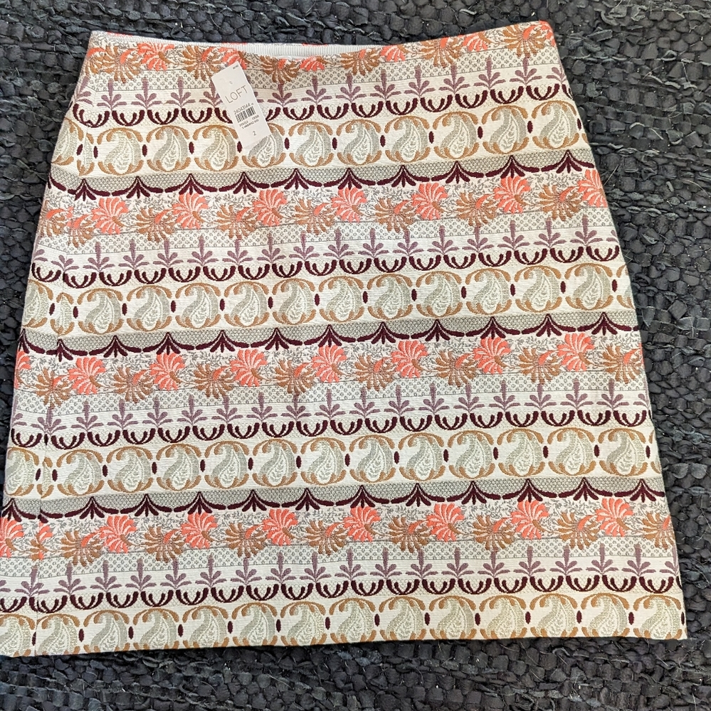 NWT Embroidered Rust and Orange Mini Skirt